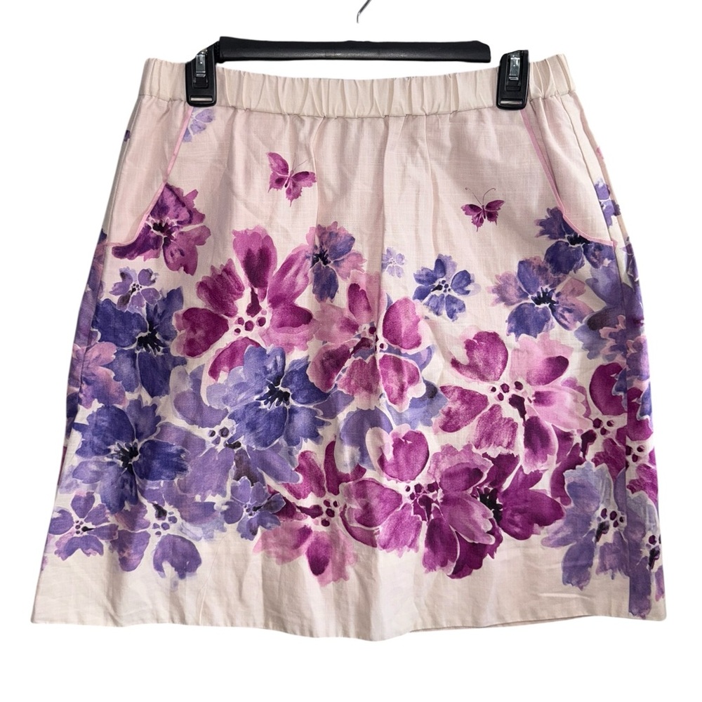 Edmé & Esyllte Cotton Floral Print Pink & Purple Women's Skirt Size Small